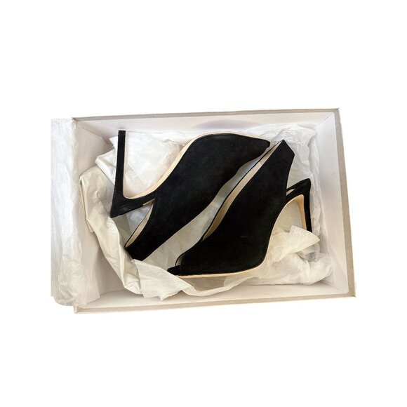 Jimmy Choo Black Suede Peep-Toe Slingback Heels - Picture 11 of 12